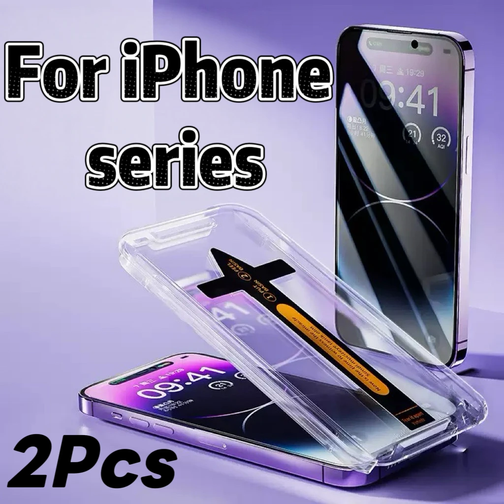 Protector de pantalla de vidrio templado de alta definición de 2 piezas para la serie Apple iPhone