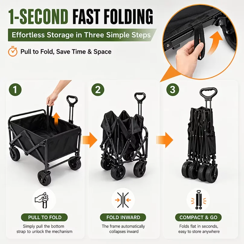 Multifunctional outdoor camping cart, foldable gathering-style handcart, portable folding trolley, mobile stall.