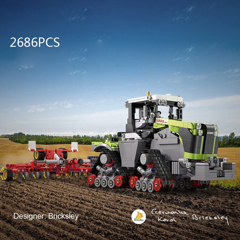 Technical Radio 2.4ghz Remote Control Building Block Multi Functional Four-wheel Farmers Cart Vehicle Construction Bricks Toys