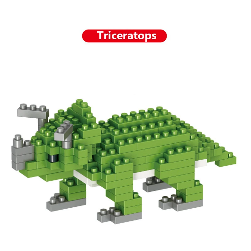 Mini Diamond Building Blocks Dinosaur Animal Model Tyrannosaurus Rex Triceratops Miniature Assembled Toys Kids Educational Gifts