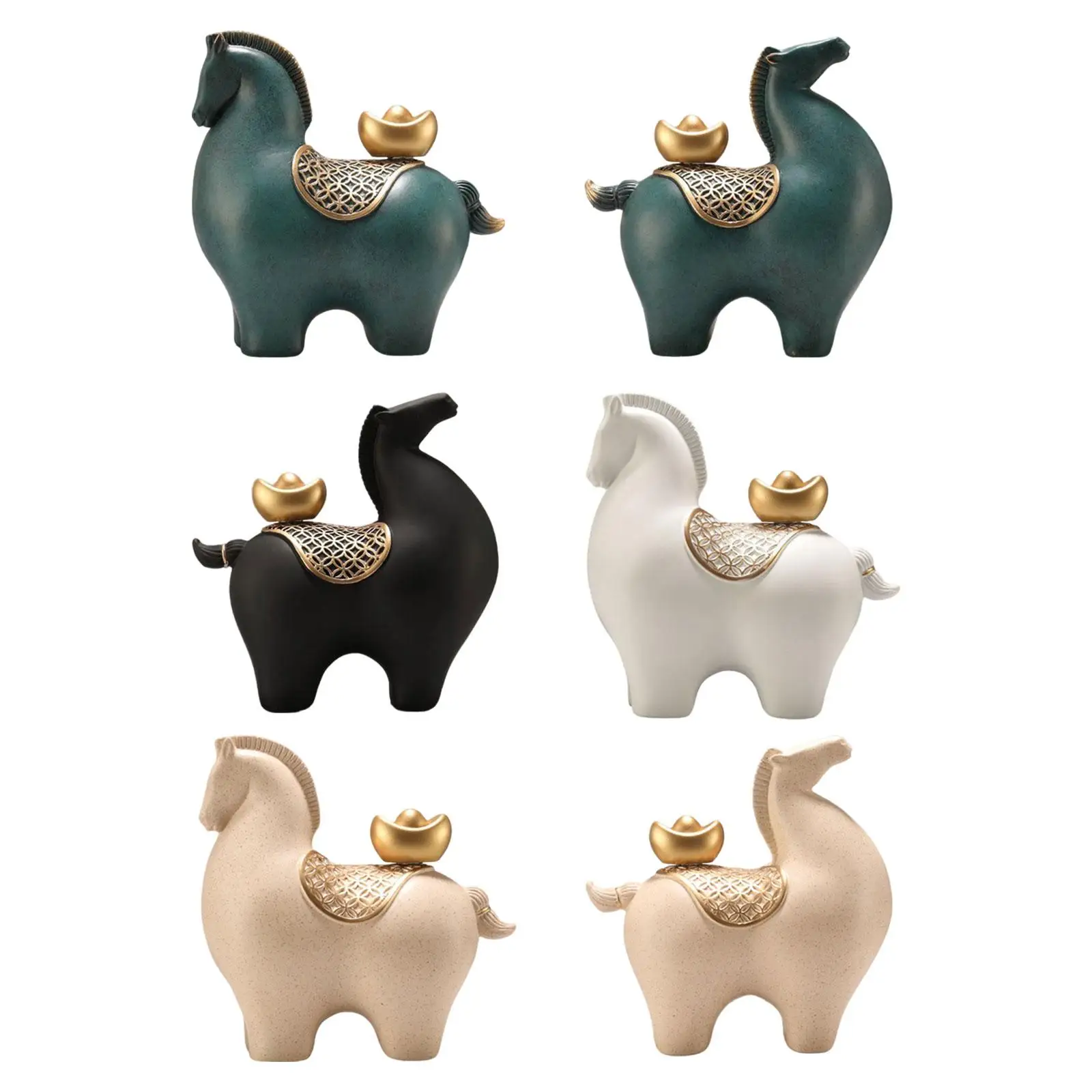 Horse Statue Horse Sculpture Art Crafts Collectible Resin Modern Statues Desktop Ornament for Cabinet Table Centerpiece Shelf