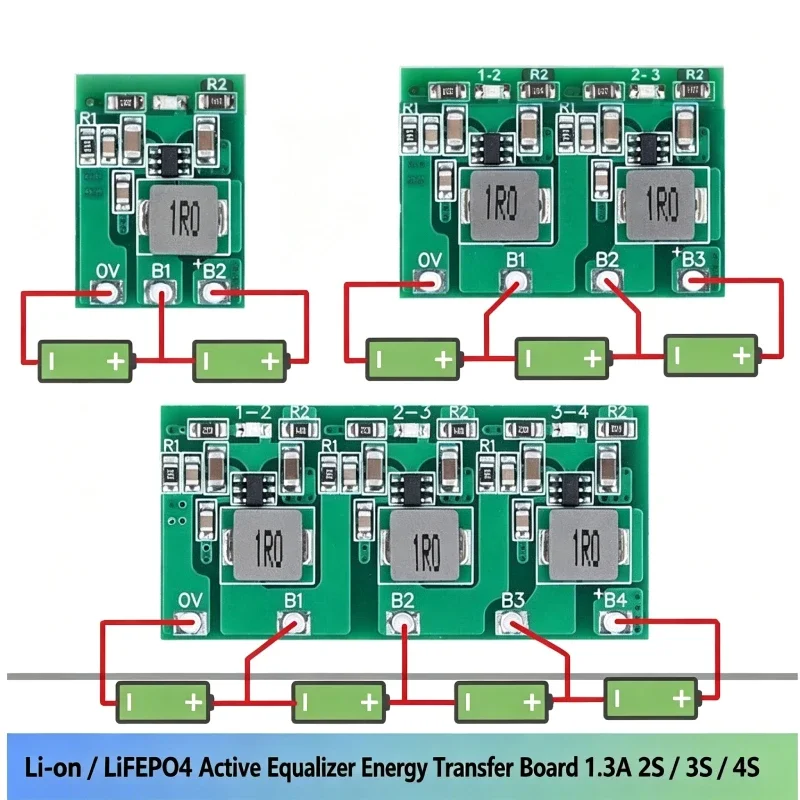 1/3/5PCS  Universal for Ternary Lithium / LFP Batteries, Active Balancer Board, Energy Transfer Board 1.3A, 2S / 3S / 4S
