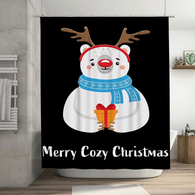 

Tuniu очаровательный рождественский медведь занавеска для ванны милые праздничные лесные животные комплект занавесок для душа праздничный зимний декор панель для ванной комнаты