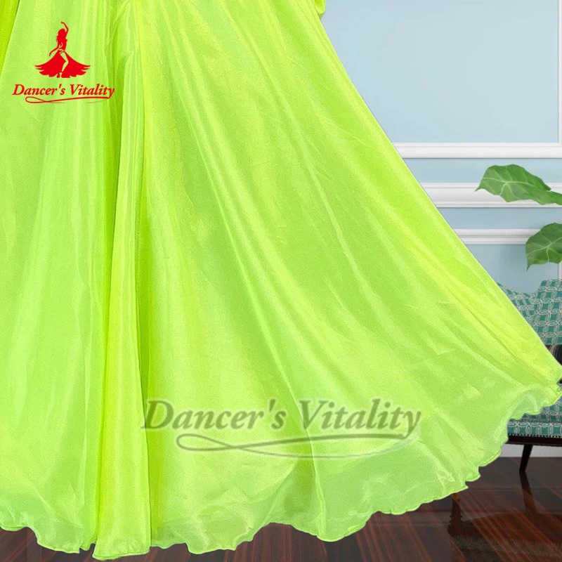 성인용 볼룸 포크스트롯 형광 노란색 민소매 백리스 럭셔리 드레스 맞춤형 왈츠 탱고 댄서 의상 댄서의 활력