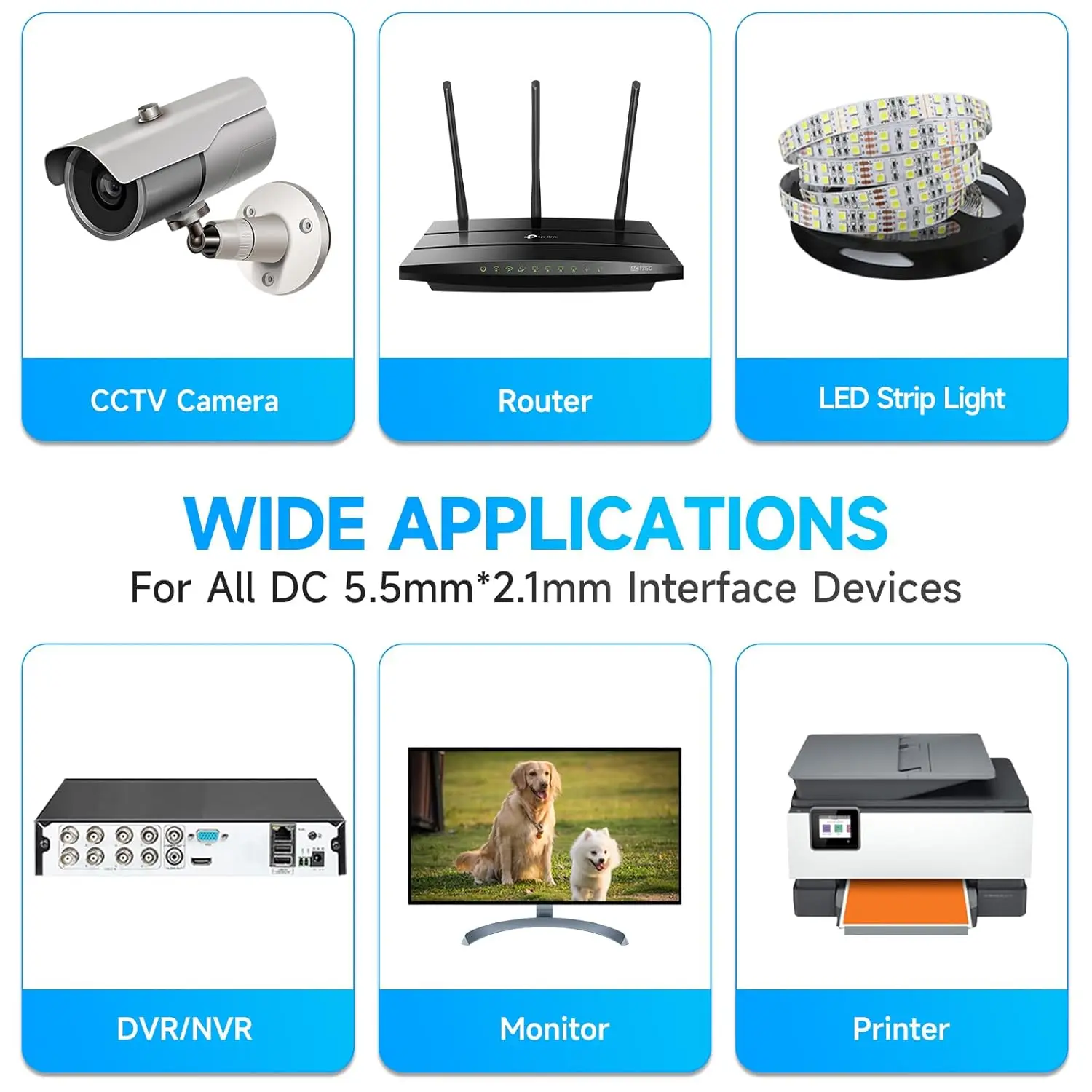 Uvusee 15 متر 50FT 2.1x5.5 مللي متر تيار مستمر 12 فولت كابل تمديد الطاقة للصوت كاميرات الأمن كاميرا Ip Dvr مستقل Led قطاع ضوء
