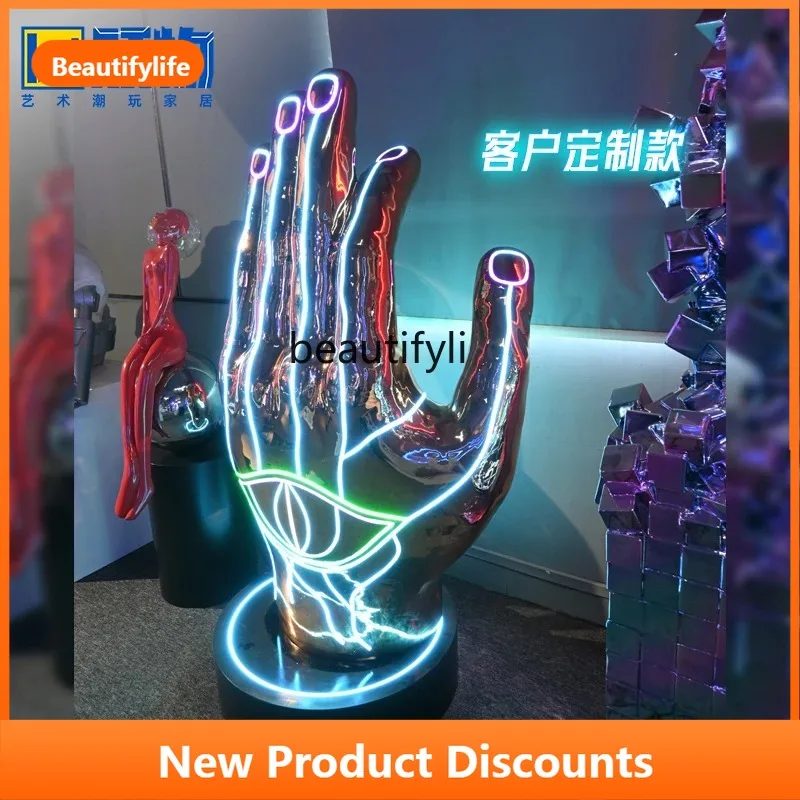 

B73 Luminous Palm Sculpture Fiberglass Mall Display Decoration Ornament Display Device