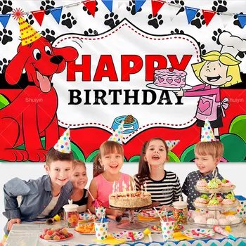 可愛卡通大紅狗克利福德主題背景幕布 兒童生日派對裝飾橫幅 嬰兒派對拍照道具 兒童禮物 12 最佳銷售 大紅狗克利福德 - №6