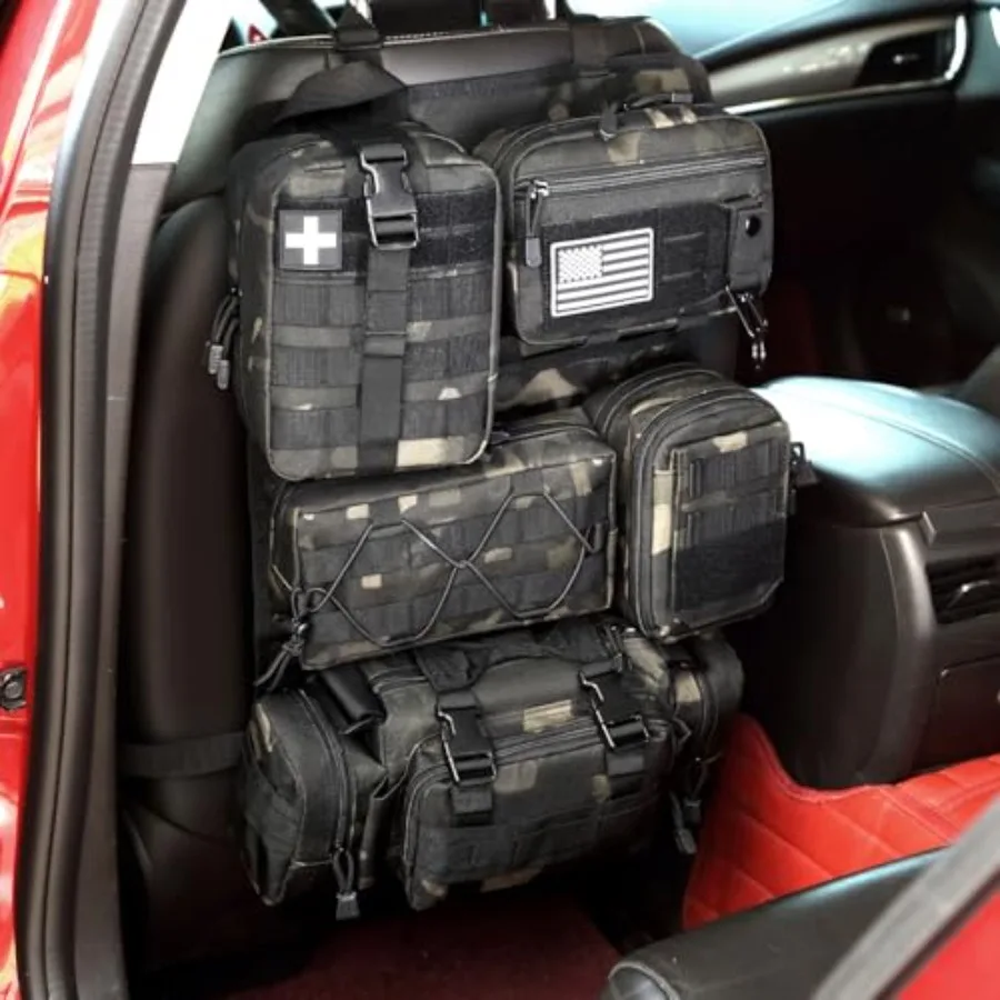 

Tactical Car Seat Back Organizer, 2025 Upgrade Tactical Vehicle Panel Organizer with 5 Detachable Molle Pouch for Car Truck For