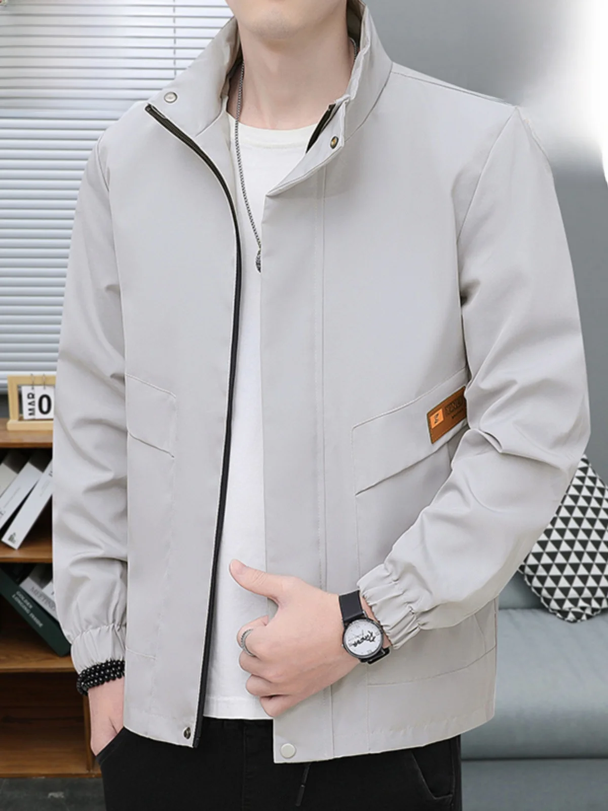 Jaqueta Casual Masculina Paul: Moda Jovem, Versátil, Solta, Estilo Workwear, Outono/Inverno, Corta-Vento com Zíper