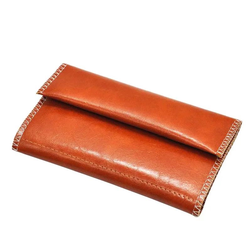 Brown PU Leather Zipper Pouch,  Portable Wallet Leather Case, Gift–Personalized Gift for Smokers