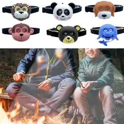 Portable Running Riding Light with Headband Head Torch Kids Gift SOS Flashlight Child's Headlight Cartoon Animal Headlamp