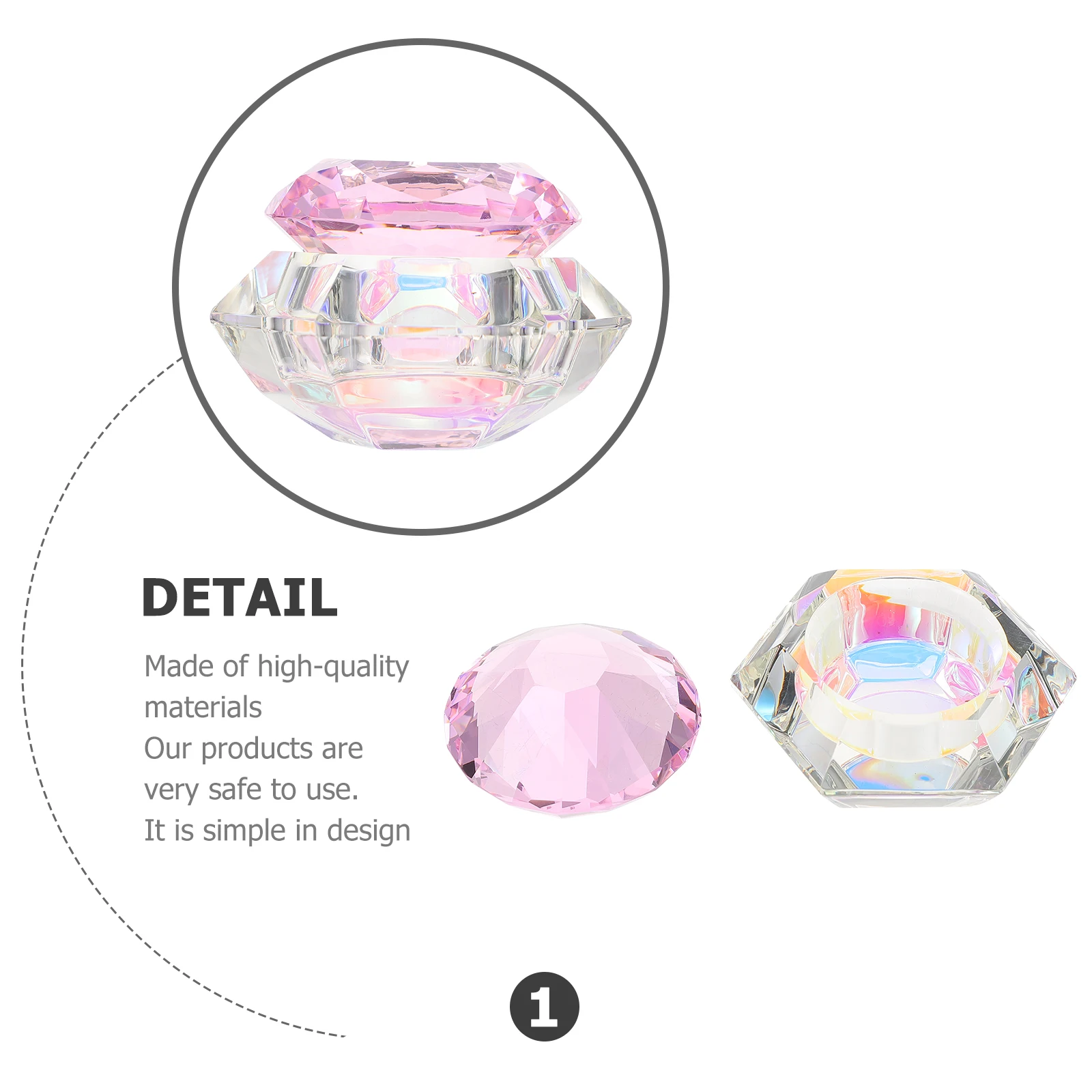 كريستال لوتس مسمار الفن كوب طبق زجاجي شفاف قابل لإعادة الملء لمسحوق الأكريليك السائل أدوات مانيكير وعاء الحاويات #4