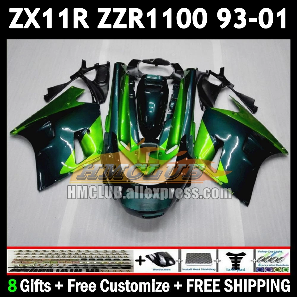 ZX11 For KAWASAKI NINJA ZX-11R ZZR 1100 ZX 11 11R 174No.13 ZZR1100 ZX11R new green 93 94 95 96 97 1998 1999 2000 2001 Fairing