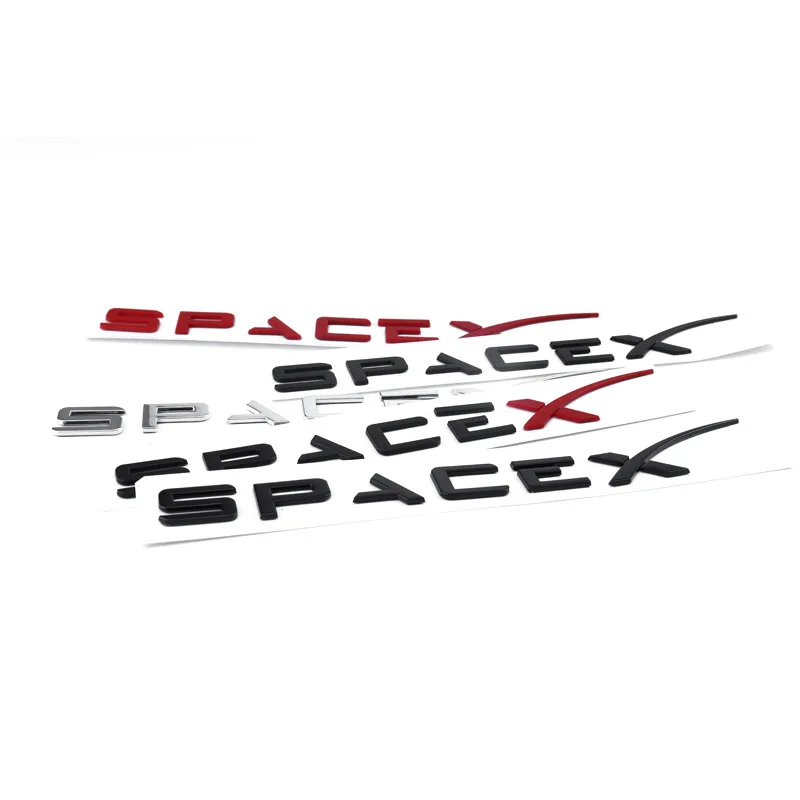 3D ABS Chrome Red Black Logo Space X Emblem Letters Car Trunk Badge Decal Space X Naklejka Akcesoria