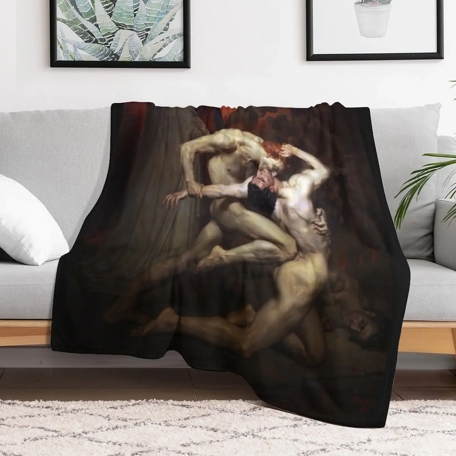 Dante and Virgil - William Adolphe Bouguereau Throw Blanket Sofa Quilt Camping Blankets