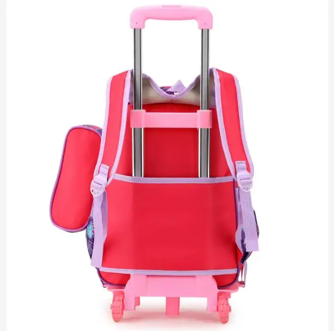 16 Inch Children School Trolley Backpack Set Wheeled Backpack Student School Trolley Bags for Girls School Rolling Luggage Bags