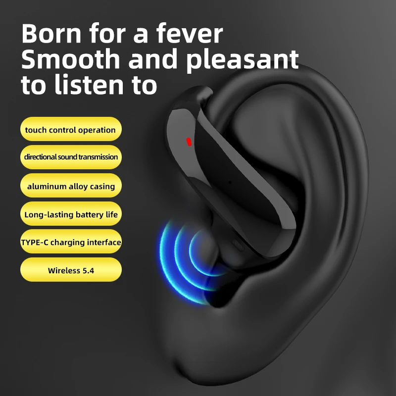 OWS19 سماعات أذن مفتوحة سماعة لاسلكية تعمل بالبلوتوث 5.4 سماعات توصيل هوائي سماعات أذن رياضية تأخير منخفض باس ملابس خفيفة مقاومة للماء
