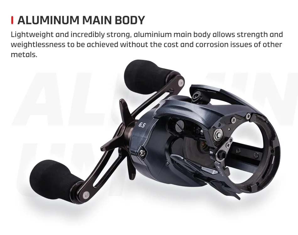 NOEBY Beast 300HG Baitcasting-Rolle, maximale Bremskraft 13 kg, Übersetzungsverhältnis 6,51, magnetisches Bremssystem, Süßwasser-Salzwasser-Angelrolle – Detail 4