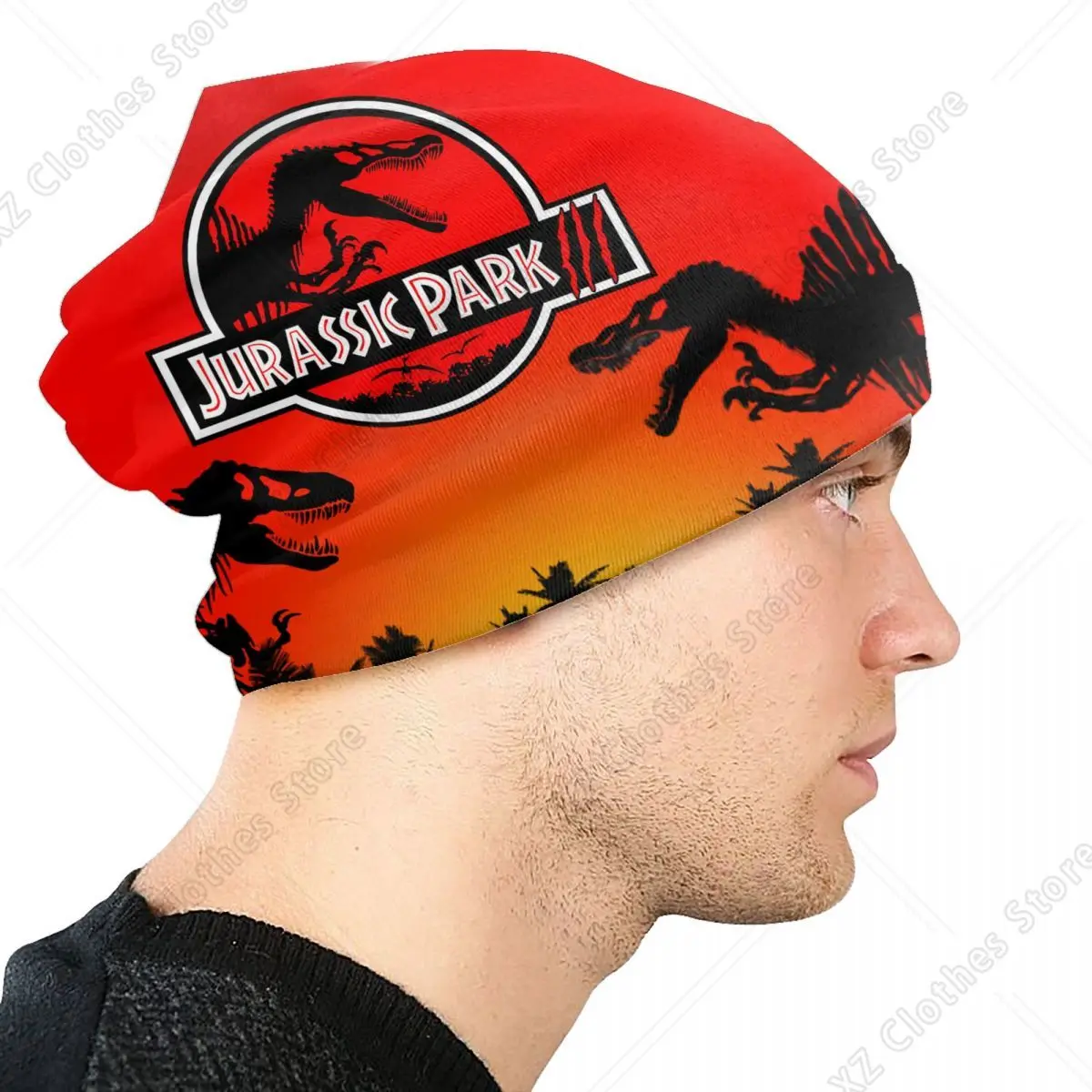 مخصص الحديقة الجوراسية Skullies Beanies قبعات شتاء بارد دافئ النساء الرجال الحياكة القبعات الكبار للجنسين ديناصور العالم بونيه القبعات #4