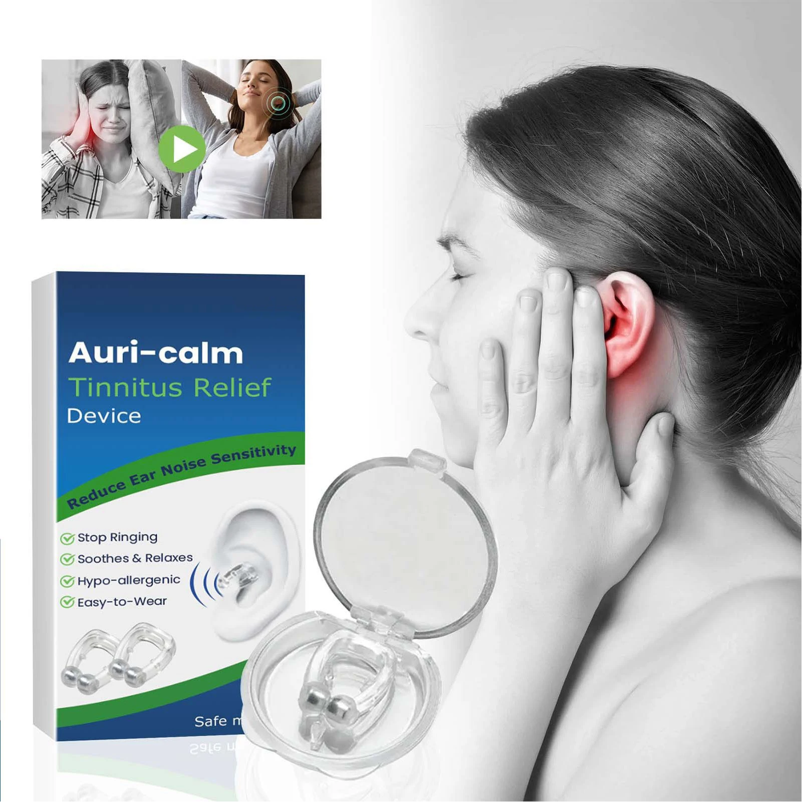 2pcs Tinnitus Relief Device Massaging Ear Pressure Reduction Reduce Uncomfortable Stop Ringing Ears Device Tinnitus Device