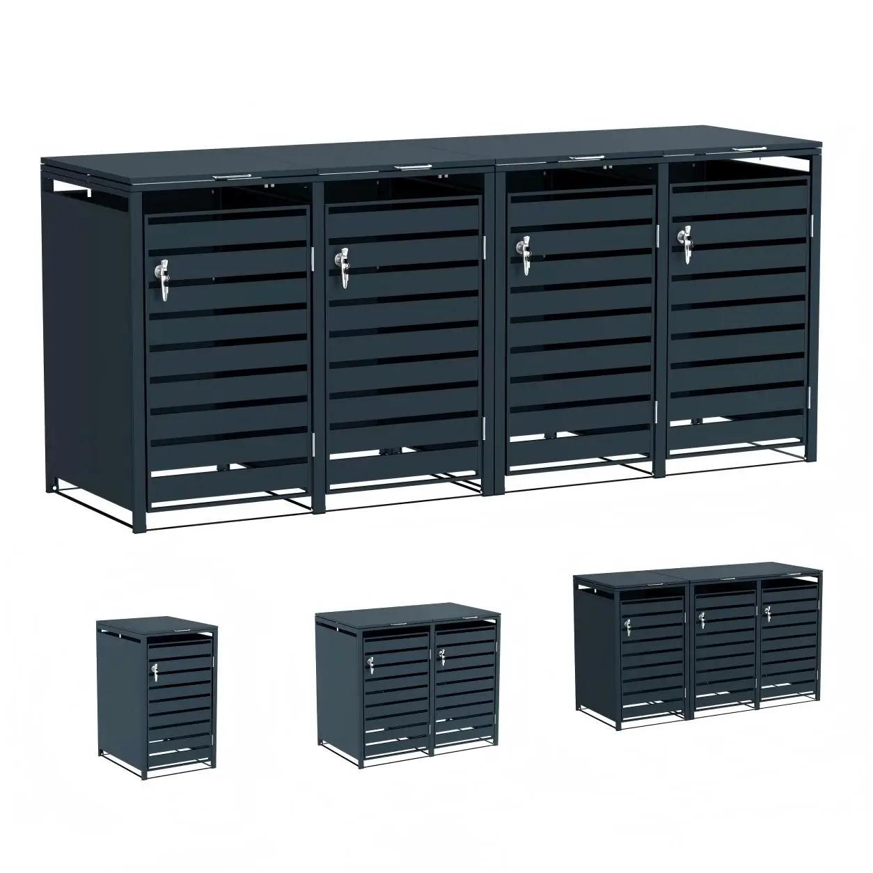 

240L Metal Wheelie Bin Box Durable Trash Can Storage Shed Lockable Waste Bins Cover Steel Garbage Can Box for Garden Patio