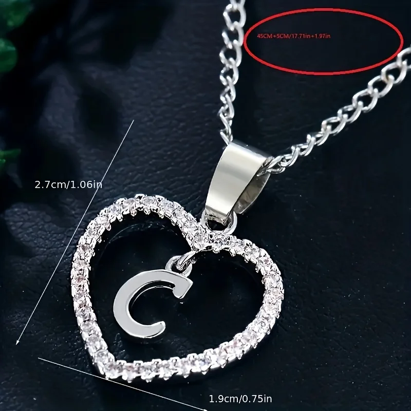 Bohemian Style Heart-shaped Letter Pendant Necklace, Wedding Party Gift For Men And Women,Delicate Gift for Men And Women image 3