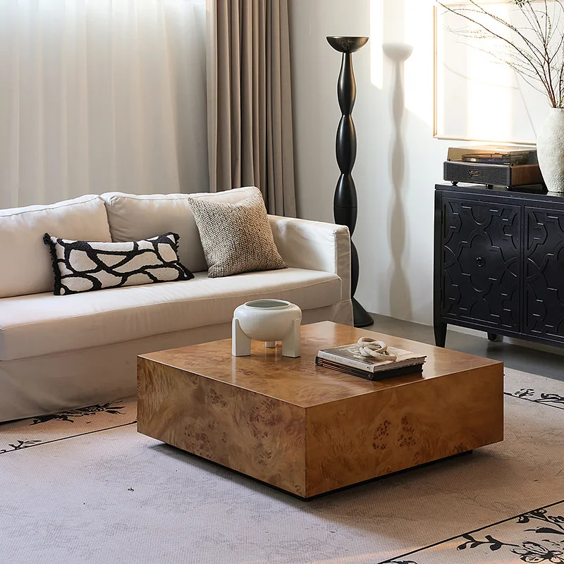 

Tumor bark villa living room high-end solid wood square furniture coffee table
