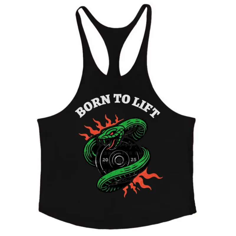 2025 Premium Men's Stringer Gym Vest - Snake - Themed Graphic, Breathable Sleeveless for Bodybuilding, Fitness & Running