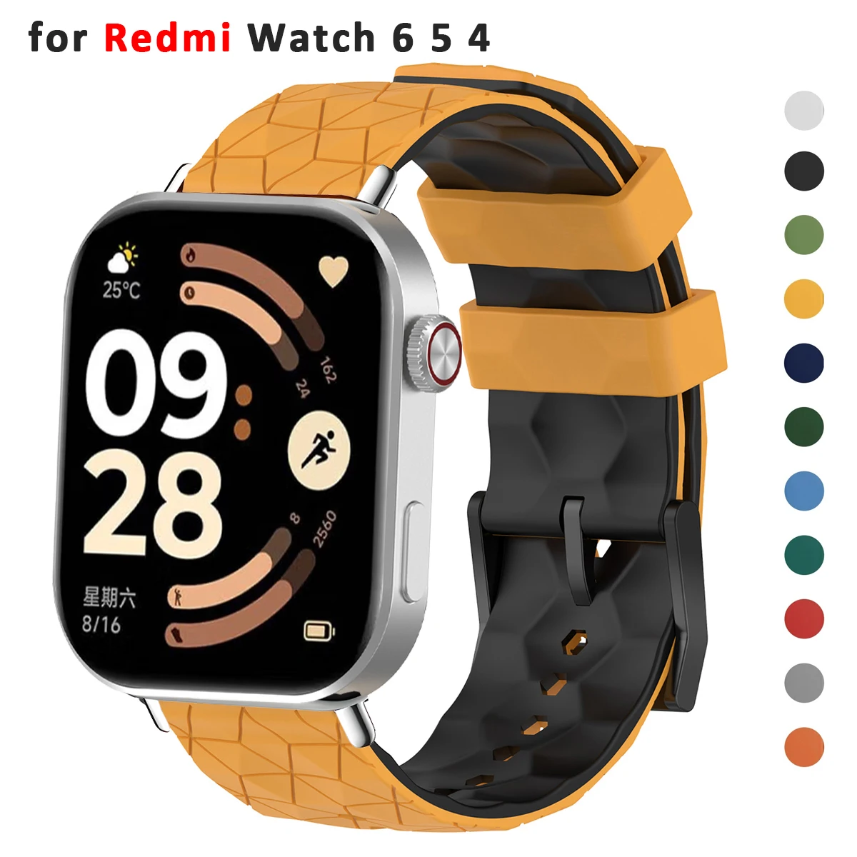 Fußballmuster Silikonarmband für Redmi Watch 4 5 6 Smartwatch Armband Correa für Xiaomi MiBand 8Pro 9Pro 10Pro Armband