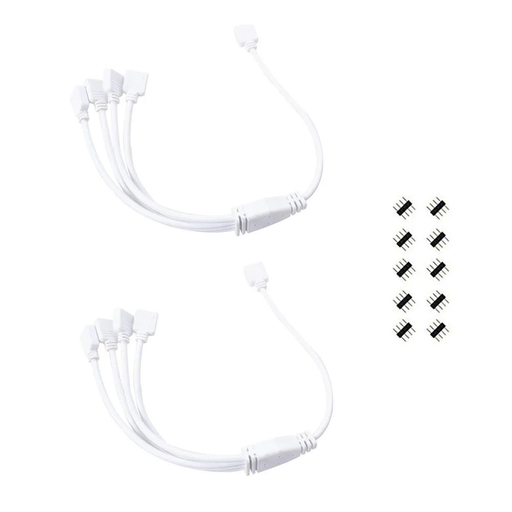 

2Pcs 4 Pin LED Strip Splitter Cables 10 Male Plugs DIY Design High Temperature Resistance for Rgb LED Chips Splitter Connector