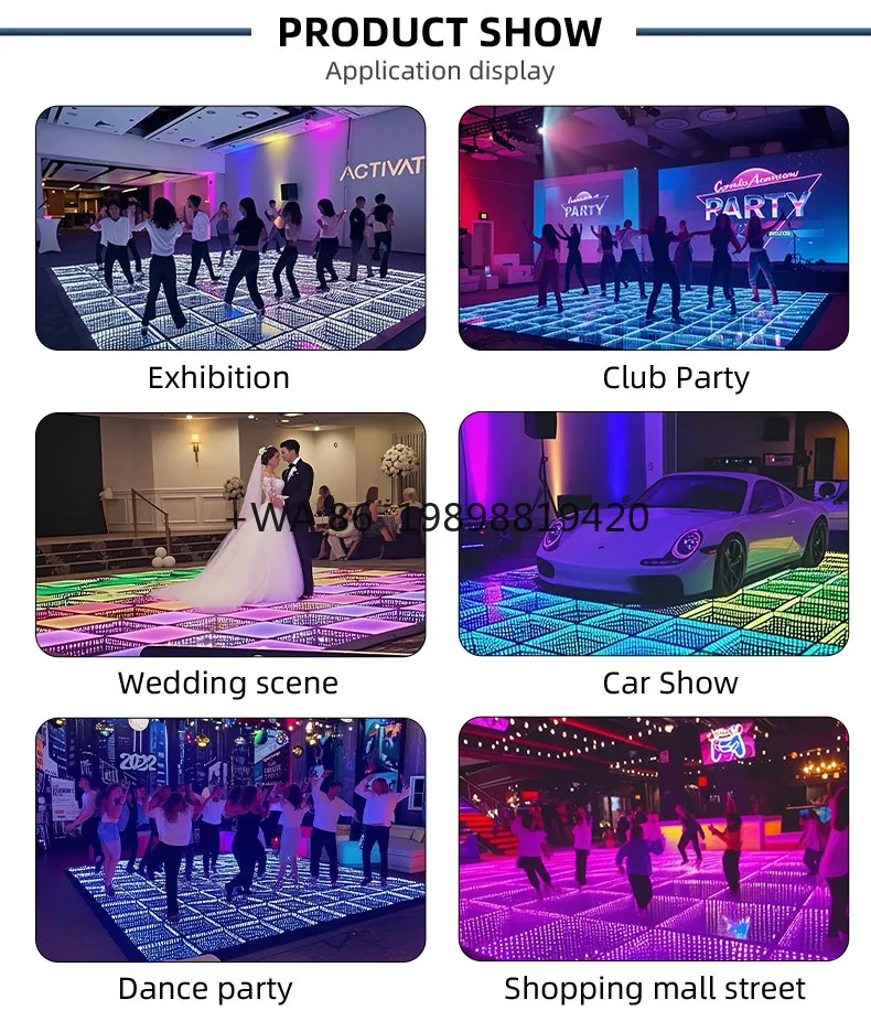 LED Floor Panel Screen Video Dancing Floor Tiles Interactive Touch Sensitive for Stage Shows Nightclub DJ Events