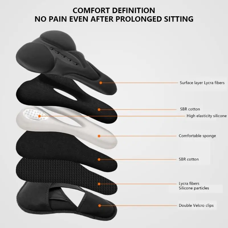 

652F Thicken Bicycles Cover Cushion Shock Absorption Bicycles Cycling Saddles Road Bike Silicone Cushion Cushion