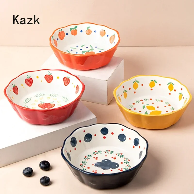 Creative Cute Fruit Color Glaze Ceramic Bowl Home Dining Table Decoration Salad Bowl Soup Bowls Kitchen Tableware Bowl Set