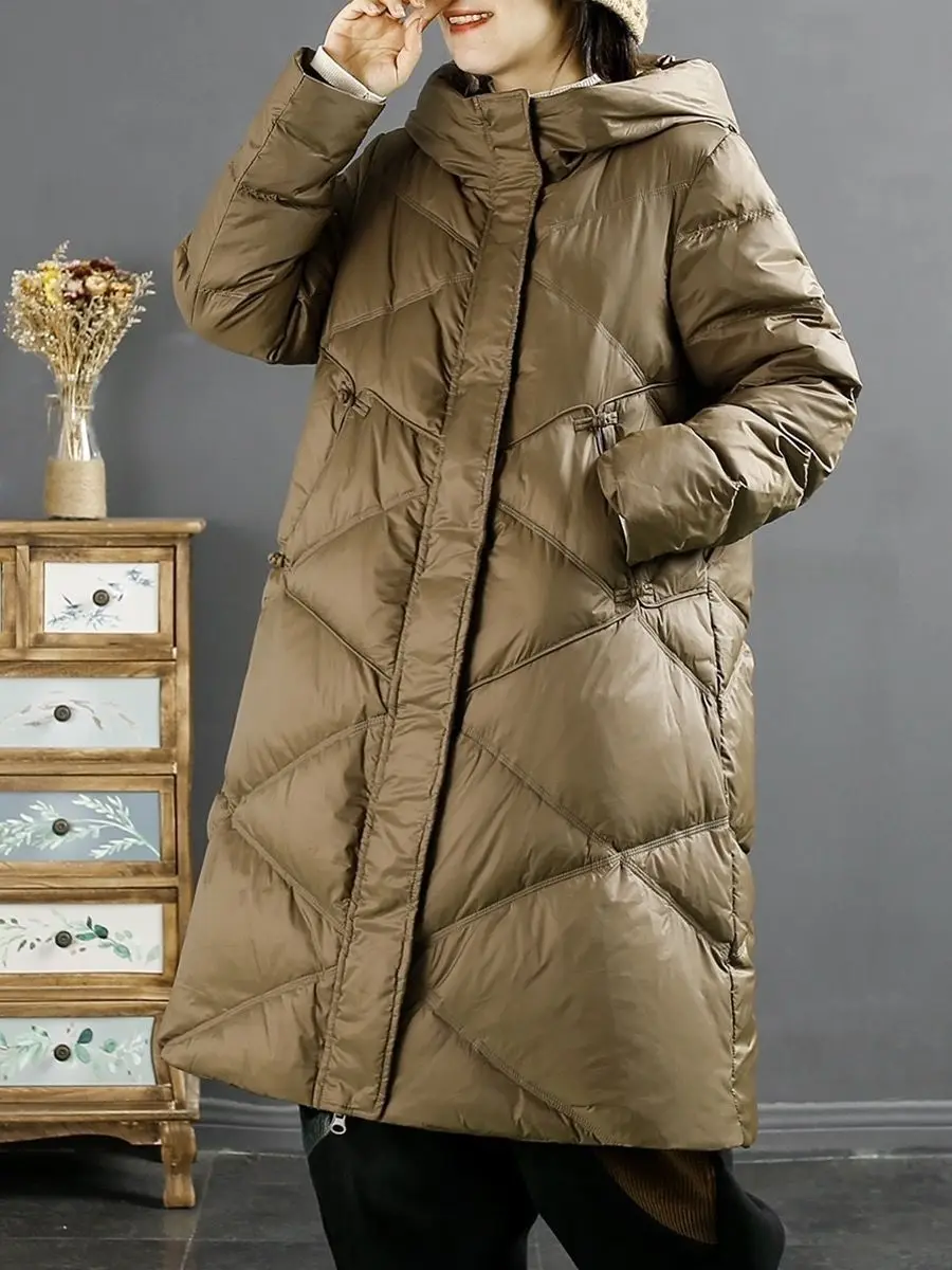 

Autumn/Winter Women's Oversized Down Jacket Hooded Retro Commuter Jacket