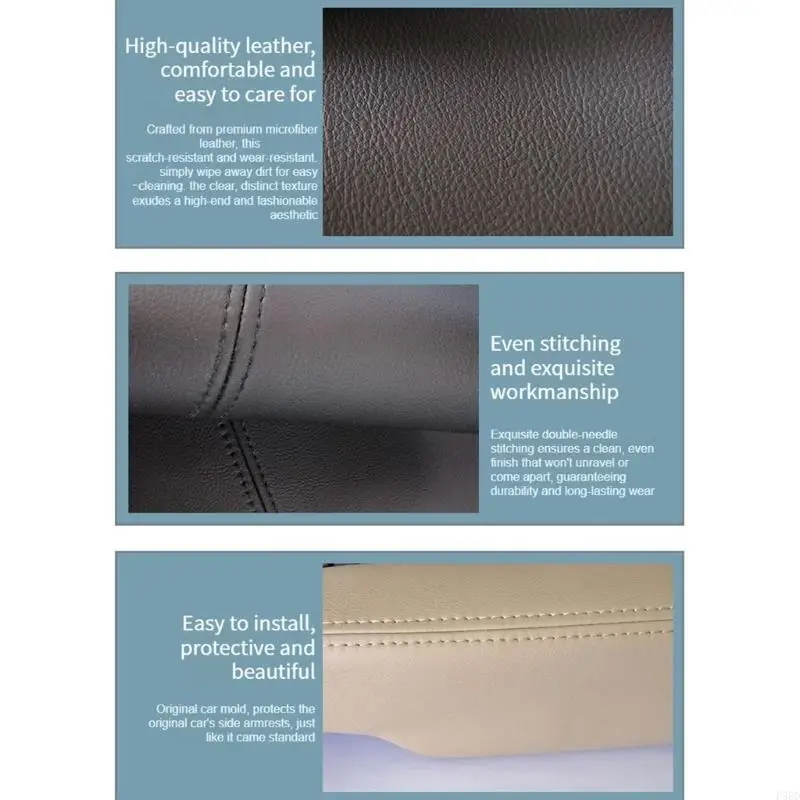 1 Pair Of Premium Leather Side Armrest Covers Protectors For 05-11 Automobile Sport With Design And Soft Touch