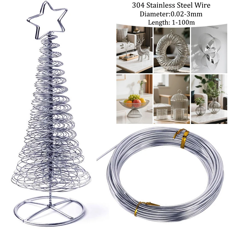

1-100m 304 stainless steel soft steel wire diameter 0.02-3mm Anti-Rust Craft Wire for Lashing DIY
