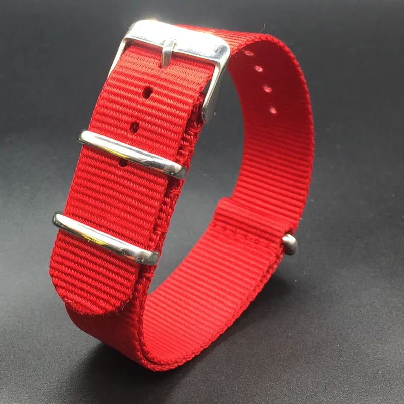 Nylon Nato Watch Strap 18mm 20mm 22mm Army Sports Fabric Wristband Belt  5 Rings Universal Watch Bands