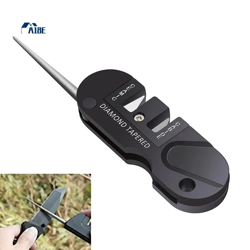 

A18E-2X Portable Mini Knife Multifunction Sharpener, Steel Outdoor EDC Mini Tool Sharpener