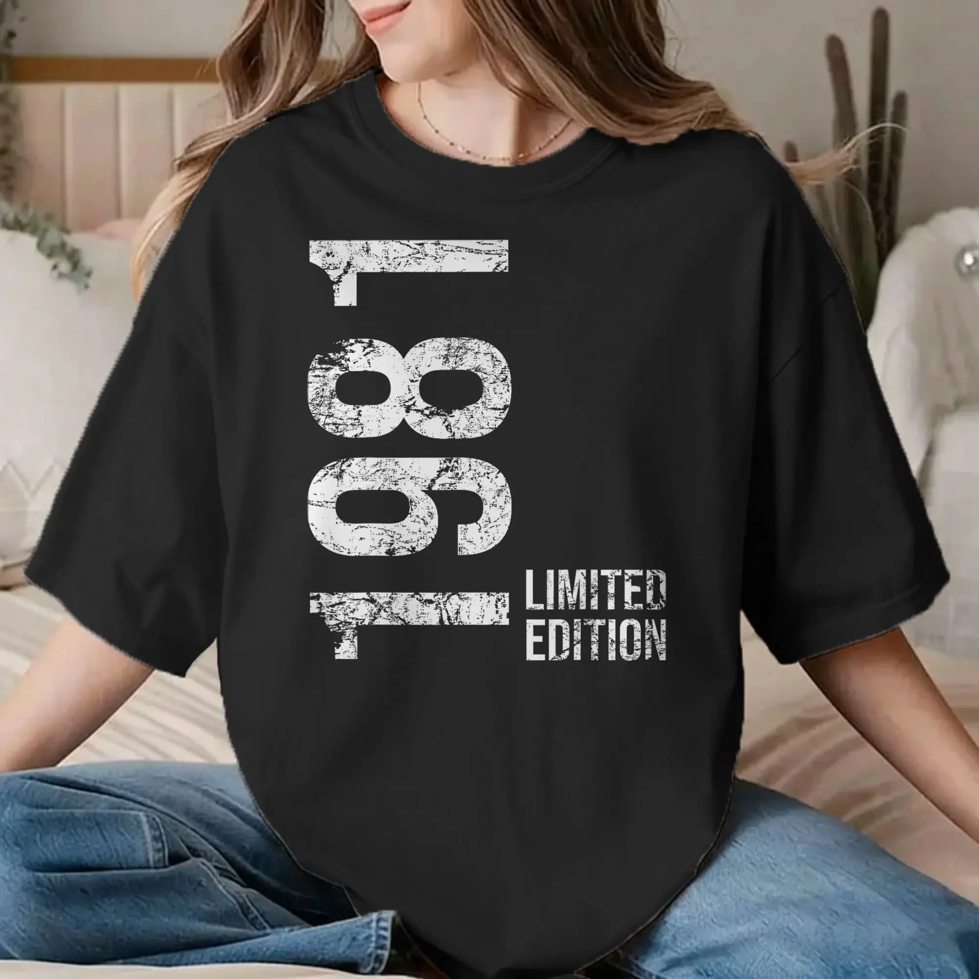 Camiseta para homens e mulheres, 45 anos, 1981, camiseta de aniversário, manga curta, gola redonda, camisetas de algodão puro, roupas plus size.