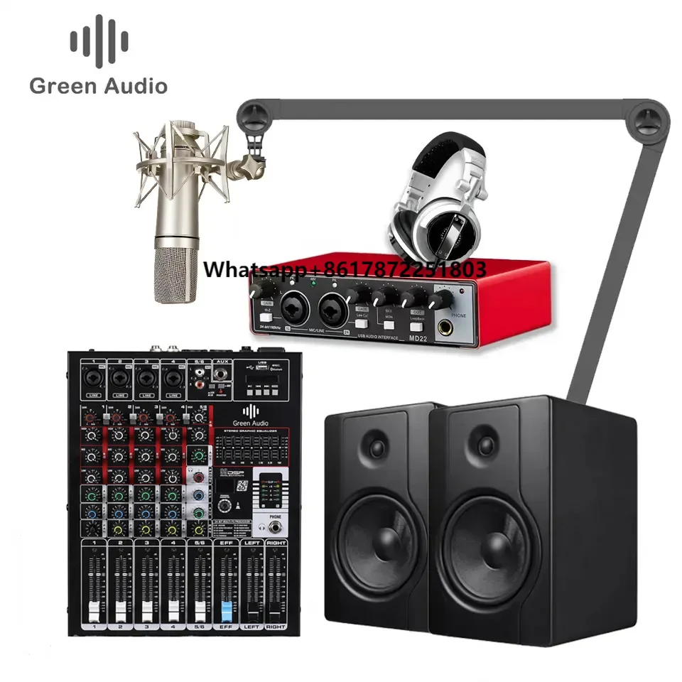 

Professional Audio Set Music Home Studio Monitors Recording Mic Microphone Headphones Equipment Sets