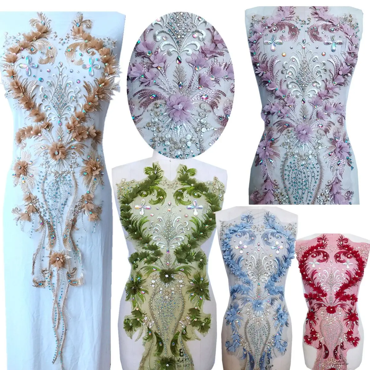 

Beaded Diamond Tulle Appliqued Long Apparel Decorate Handwork Rhinestone Accessories Sexy Cocktail Dress Embroidered Lace Fabric