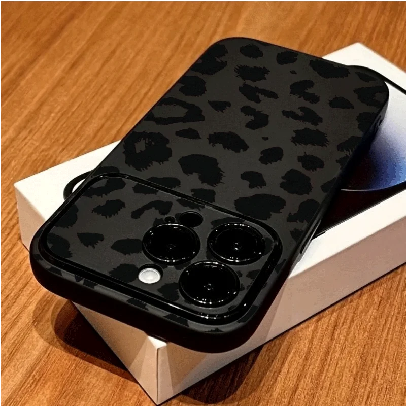 Fashion Black Leopard Print Phone Case For iPhone 18 17 16 15 14 13 12 11 Pro Max 16 15 Plus X XR XS Max Shockproof Soft Cover