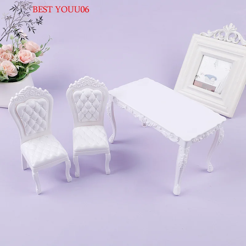 (YOUU06)Dollhouse 1:6 Kitchen Furniture Dining Table Chair Computer Office Desk Chair