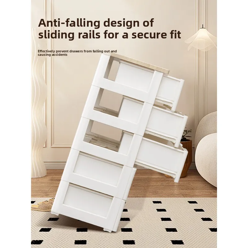 Drawer storage cabinet, five-bucket cabinet, bedside cabinet, plastic storage, household thickened simple wardrobe