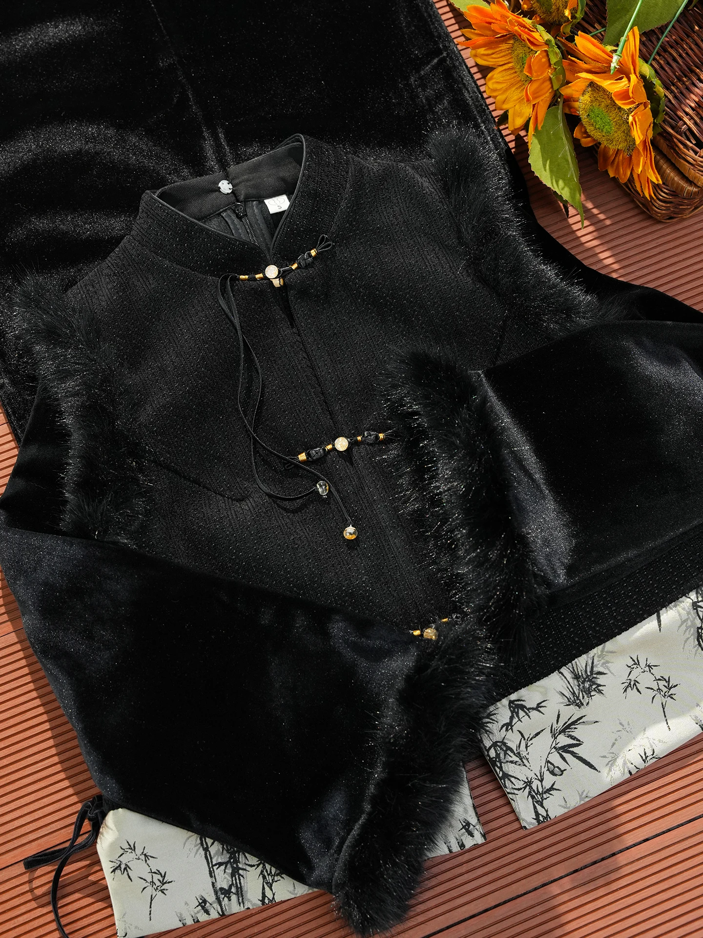 

Зимний комплект для молодежи с флисовой подкладкой для традиционного китайского Нового года, длинный, для повседневной носки, с цветочным узором