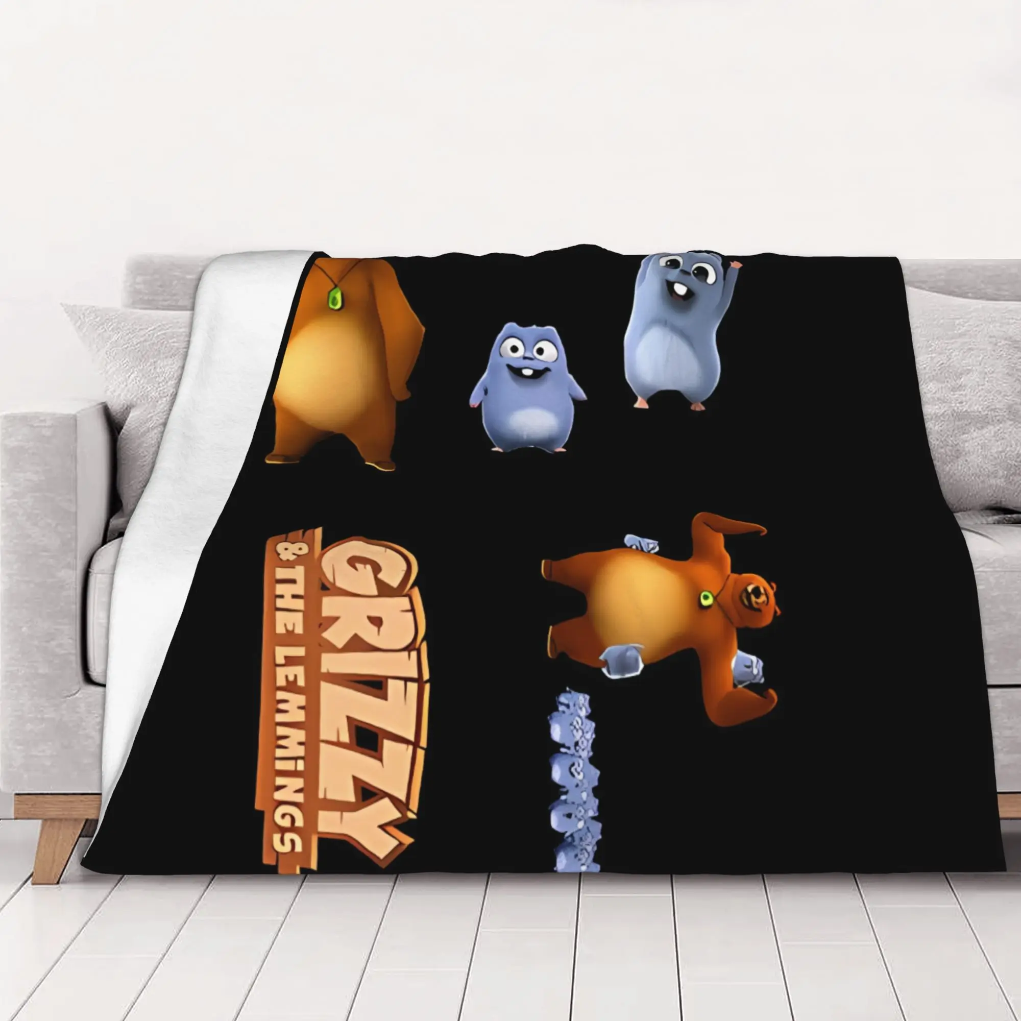1PC home Cutecore Cartoon  Fans Grizzly And Lemmings Blanket Super Cosy Plush Home Living Room Sofa halloween