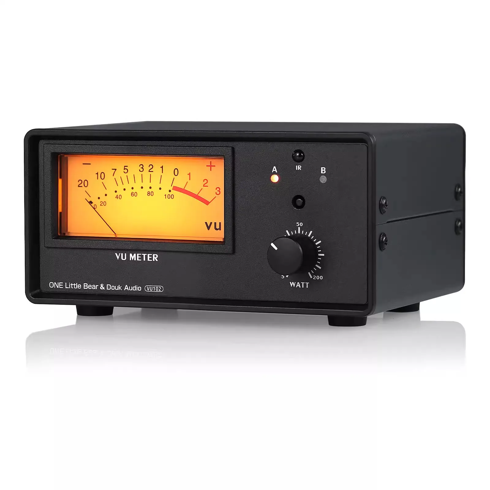 

VU102 1-IN-2-OUT Audio Switcher Box 2-IN-1-OUT Selecter for Amplifier / Speaker with IR Remote Control VU Meter