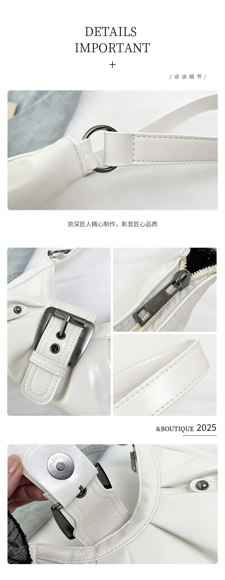 Retro Y2K Plissierte Hobo-Schultertasche für Damen, Trendige Maillard-Style Unterarmtasche, Clutch-Handtaschen für Reisen, Arbeit und Shopping – Detail 15