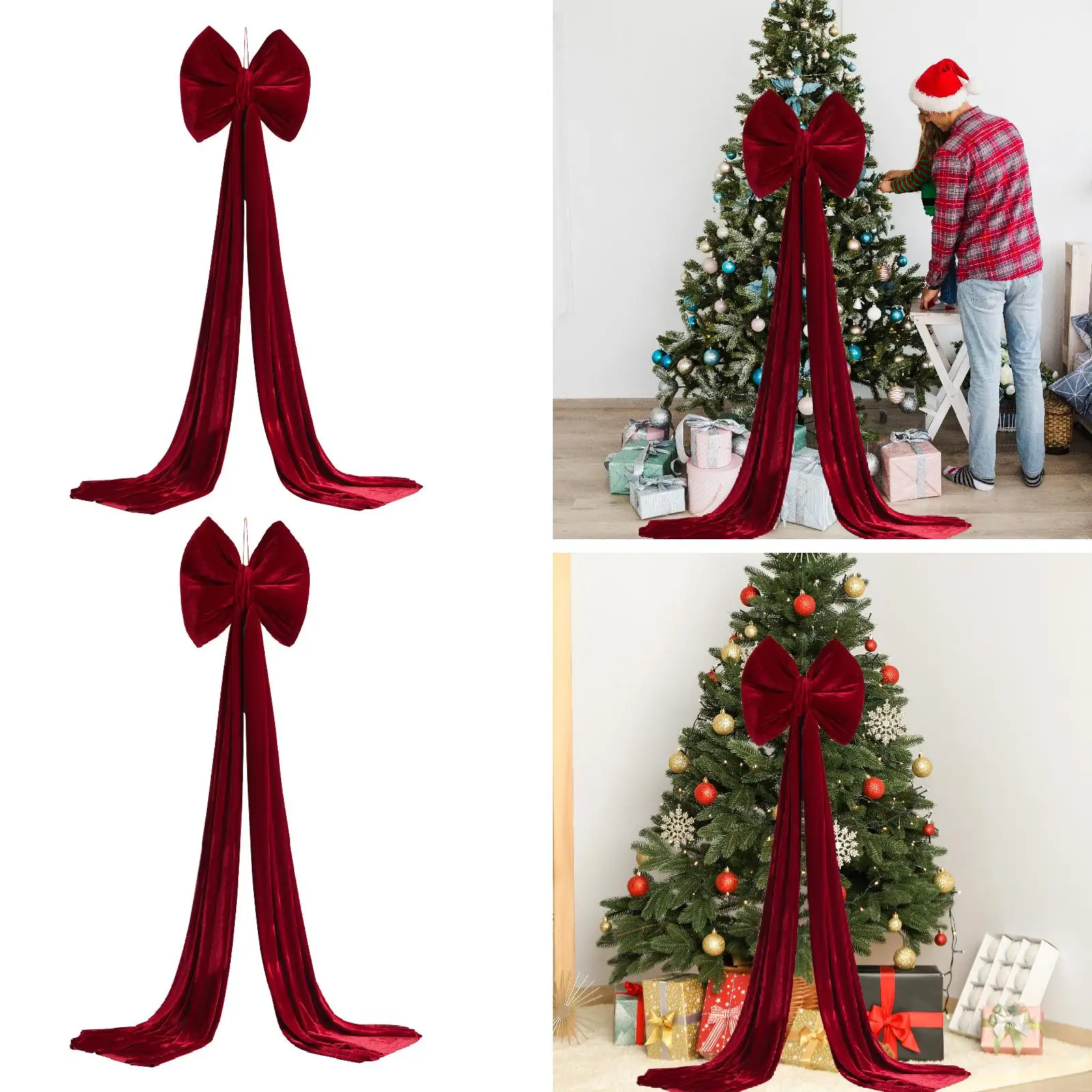 

Large Christmas Bow,Christmas Tree Topper Ornament Bow,Xmas Decoration Bowknot for Swag Engagement Front Porch Columns Festival