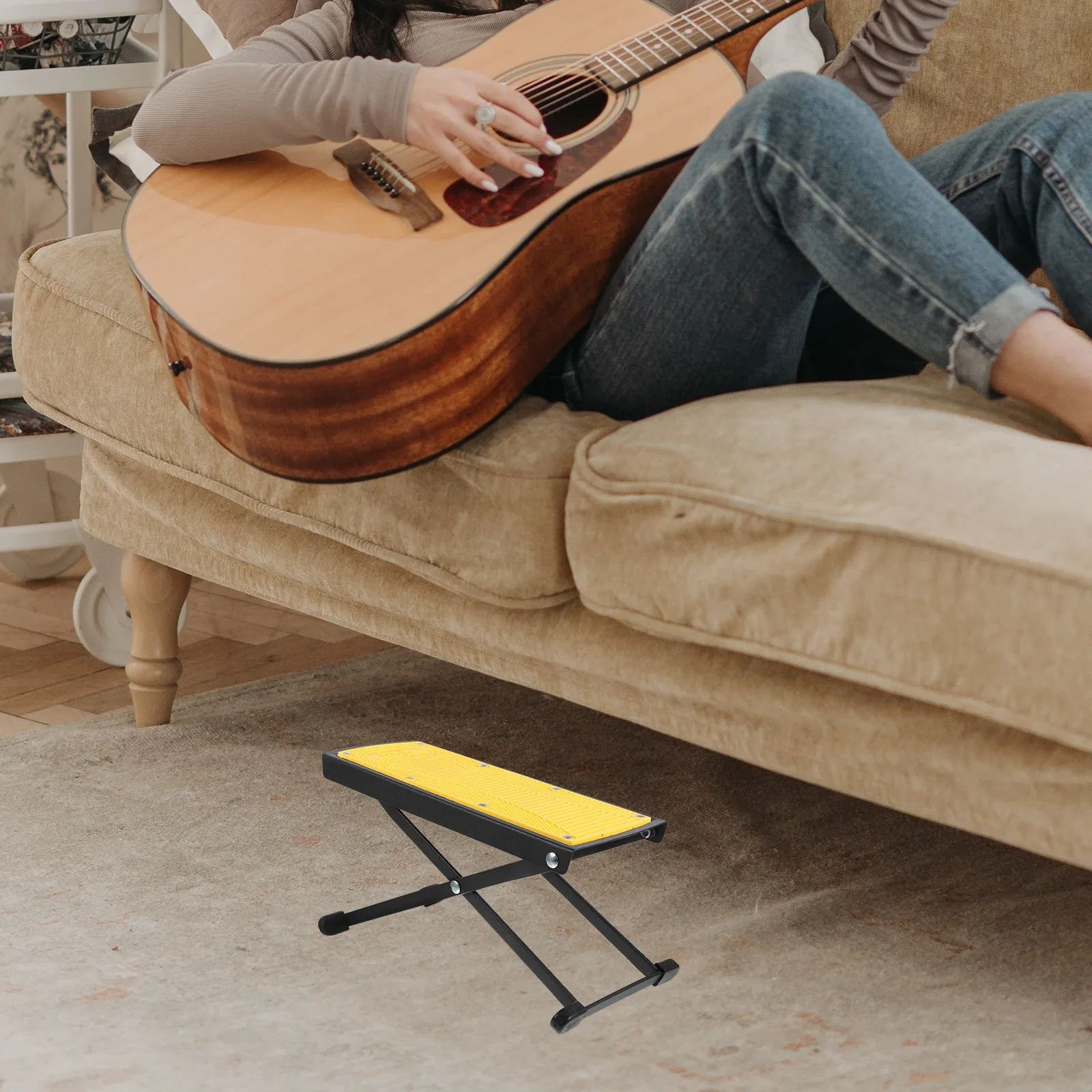 

1Pcs Adjustable Guitar Footstool Yellow Stable Footboard for Guitarists Enhanced Playing Comfort Foldable Practice Accessory
